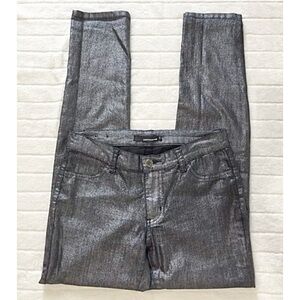 CONTRABAND Sz 7 Skinny Slvr Gray Met Stretch Jeans